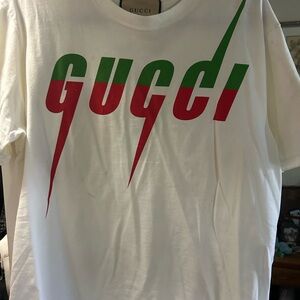 Gucci White and Red Short Sleeve Tees